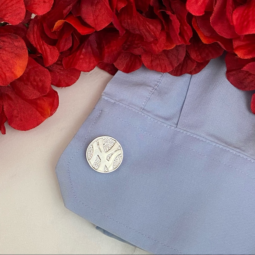 Silver New York Yankees Round Baseball Cufflinks - Picture 6 of 15